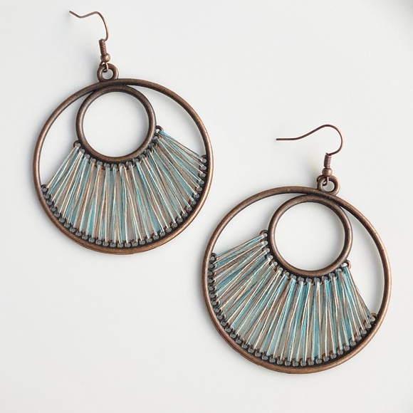 Jewelry - NEW "Dawn" Bronze Earrings (Blue and brown)